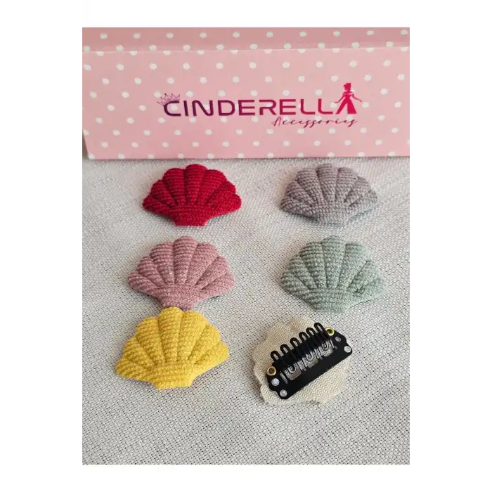 6lı Deniz Kabuğu Saçsız Bebek Tokası 3.5cm - Yenidoğan Az Saçlı Bebek Klipsli Çıtçıtlı Toka Seti