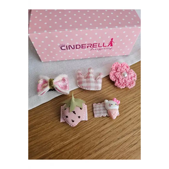 5li Özel Seri Pembe Fiyonk İncili Çiçek Az Saçlı Saçsız Bebek Tokası Yenidoğan Hediyelik Toka Seti