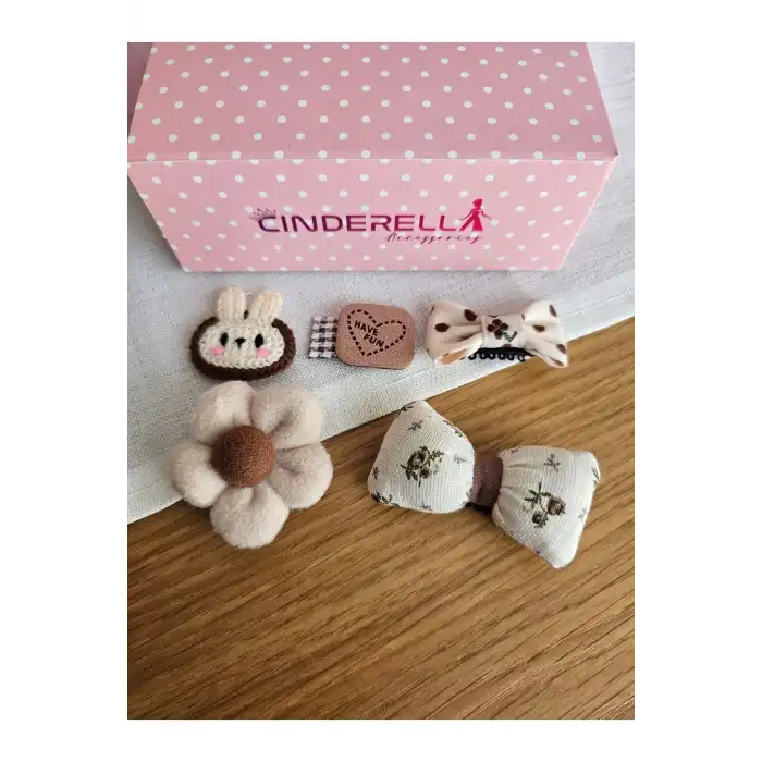 5li Özel Seri Bej Kahve Tonlu Saçsız Bebek Tokası - Az Saçlı Bebek Toka Seti Doğum Günü Hediyesi