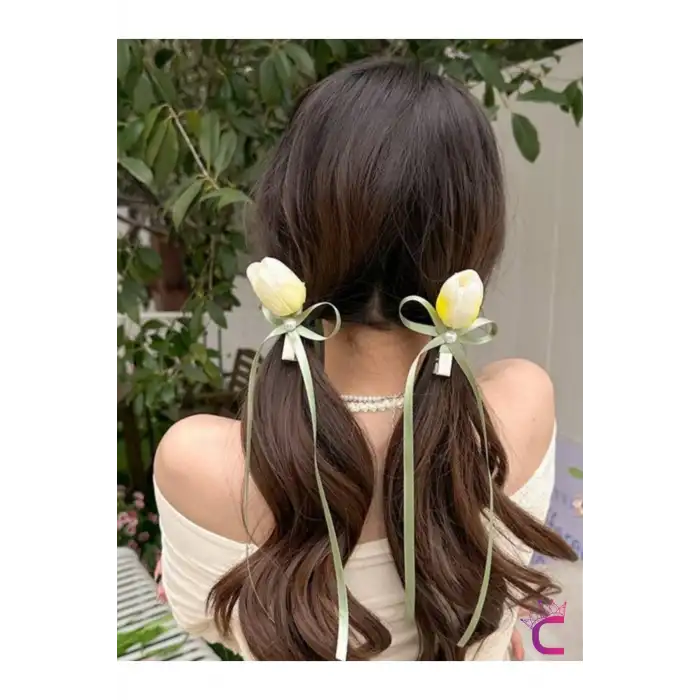 2li İnci Sarmaşıklı Pembe Lale Çiçekli Pens Toka Seti - Zarif Hediyelik Klipsli Saç Süsü Tokası