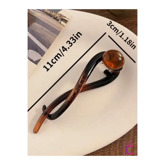 Vintage Retro Şık Siyah Renkli İncili Kıstırmalı Saç Tokası 11cm - Topuz Tokası Klipsli Toka