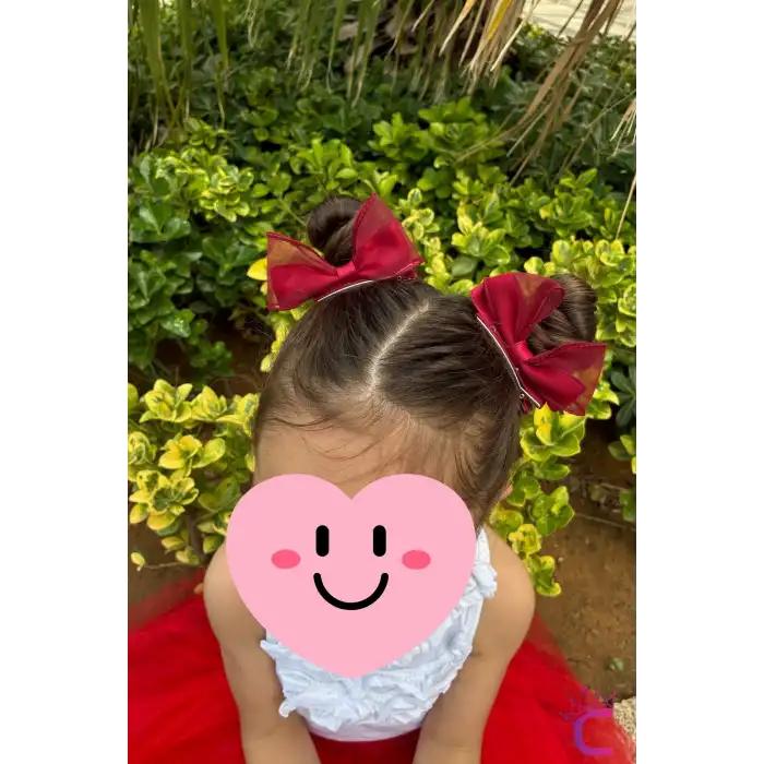 2li Bordo Kırmızı Kurdele Fiyonk Pens Toka Seti 9cm- 23 Nisan 29 Ekim Cumhuriyet Bayramı Saç Tokası