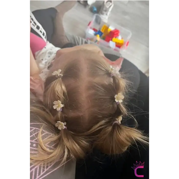 10lu Pembe Çiçekli Taşlı Çıt Çıt Klipsli Örgü Saç Süsü - Genç Kız Çocuk Süsleme Tokası Küpesi Metal