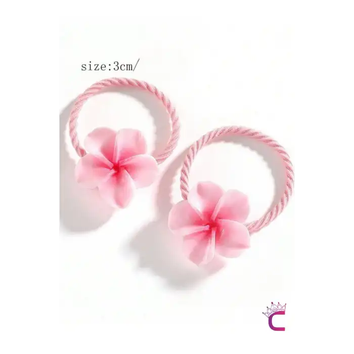 10lu Plumeria Çiçekli Dayanıklı Renkli Kız Çocuk Lastik Toka - Gür Saç Esnek Lastikli Saç Tokası