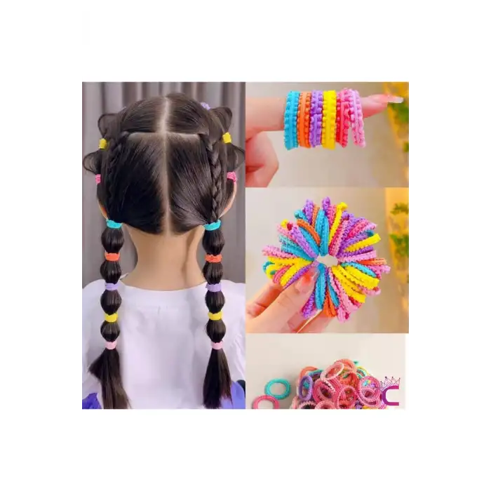 100lü Küçük Yumuşak Lastikli At Kuyruğu Bağlama Toka Seti - Renkli Bebek Çocuk Lastik Saç Tokası