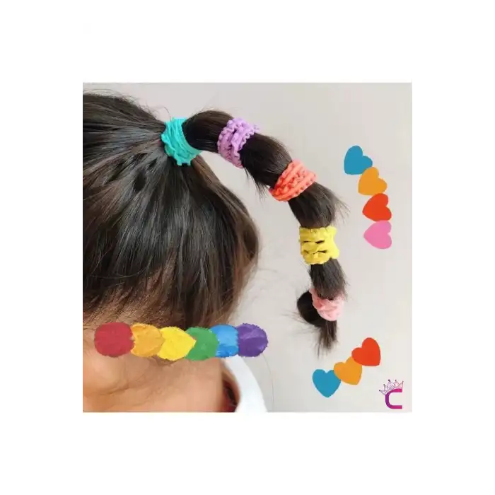 100lü Küçük Yumuşak Lastikli At Kuyruğu Bağlama Toka Seti - Renkli Bebek Çocuk Lastik Saç Tokası