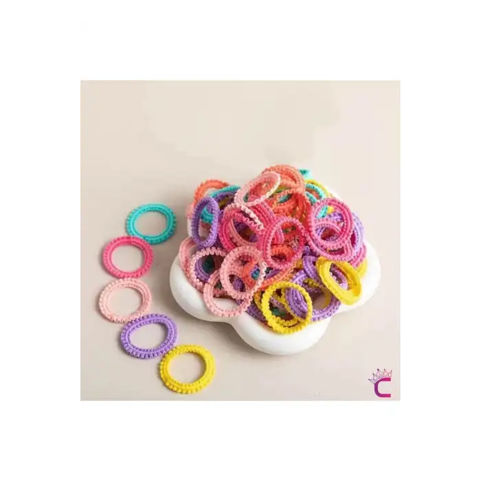 100lü Küçük Yumuşak Lastikli At Kuyruğu Bağlama Toka Seti - Renkli Bebek Çocuk Lastik Saç Tokası