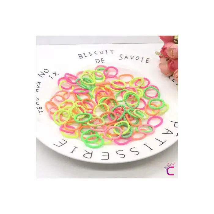 100lü Tırtıklı Yumuşak Acıtmaz Renkli Bebek Lastik Toka Seti - Çocuk Esnek Lastikli Örgü Saç Tokası