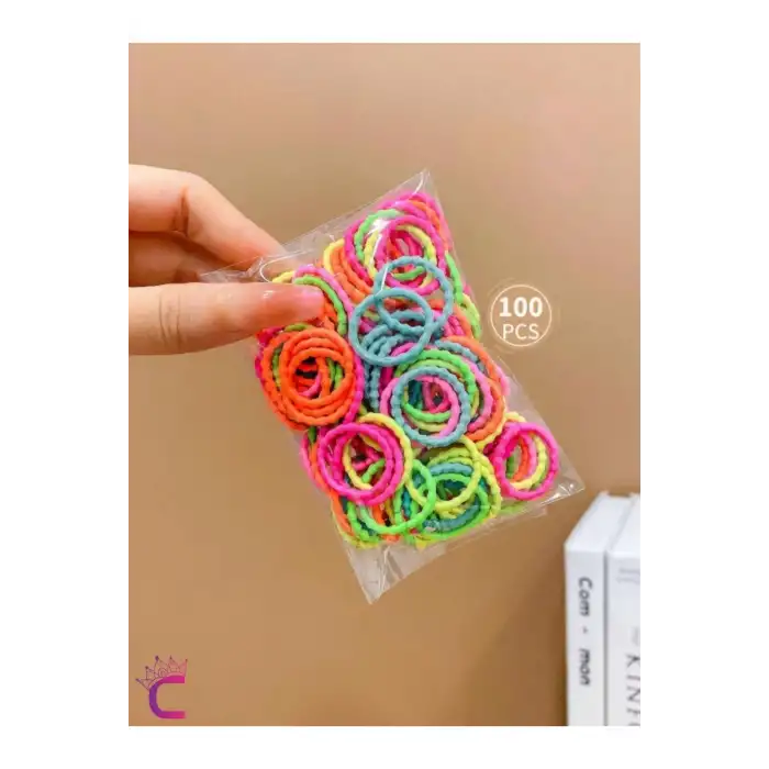 100lü Tırtıklı Yumuşak Acıtmaz Renkli Bebek Lastik Toka Seti - Çocuk Esnek Lastikli Örgü Saç Tokası