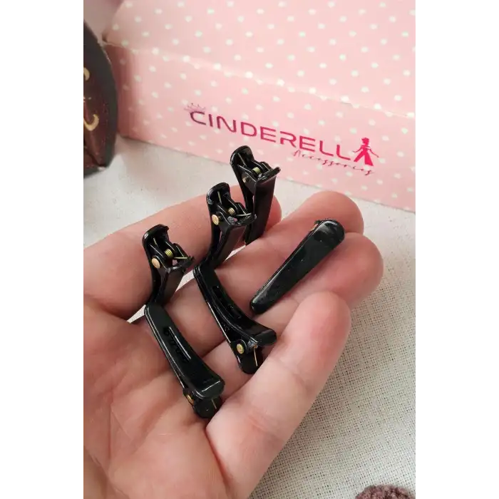 6lı Siyah Mini Plastik Pens Toka Seti 3.5cm - Makyaj Kuaför Maşa Fön Dalga Klipsli Saç Tutucu