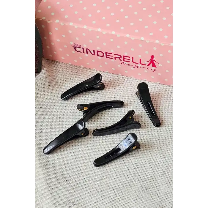6lı Siyah Mini Plastik Pens Toka Seti 3.5cm - Makyaj Kuaför Maşa Fön Dalga Klipsli Saç Tutucu