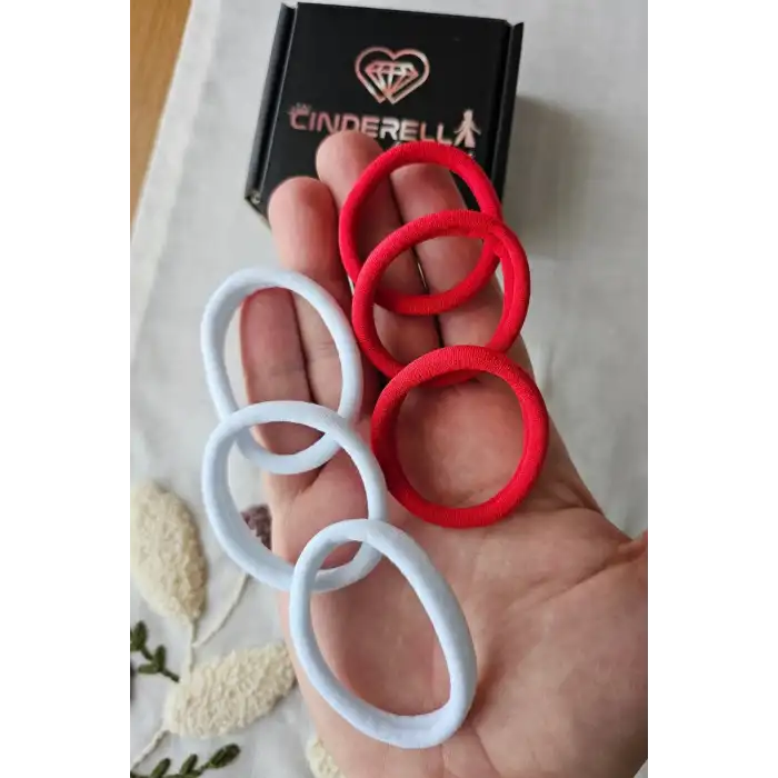25li Kırmızı Lastik Toka 4.5cm Dayanıklı Yumuşak - 23 Nisan 29 Ekim Bayramı Lastikli Saç Tokası