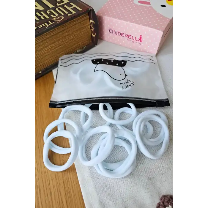 25li Günlük Dayanıklı Yumuşak Beyaz Kadın Lastik Toka 4.5cm - 23 Nisan 29 Ekim Bayramı Saç Tokası