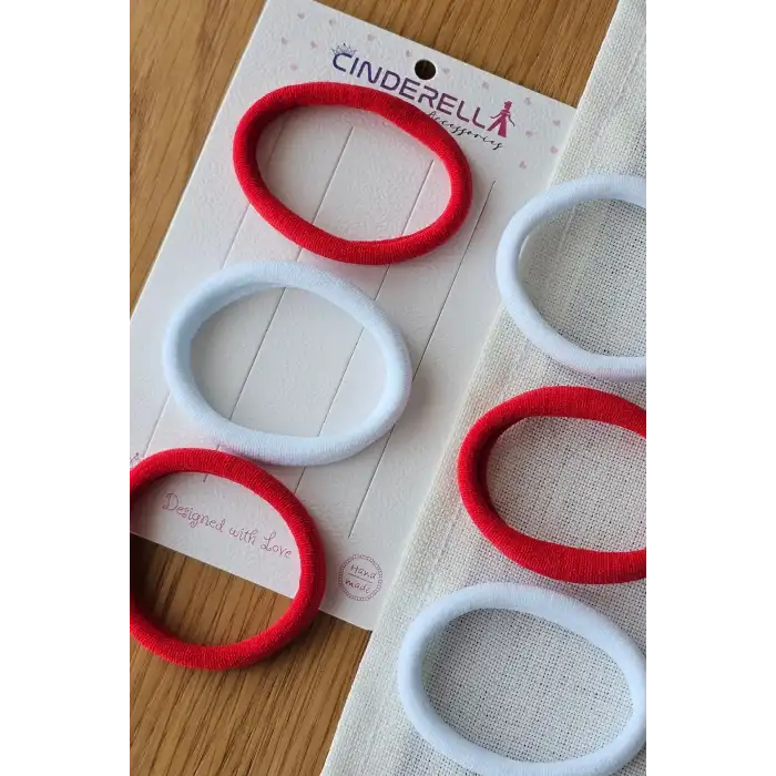 25li Günlük Dayanıklı Yumuşak Beyaz Kadın Lastik Toka 4.5cm - 23 Nisan 29 Ekim Bayramı Saç Tokası