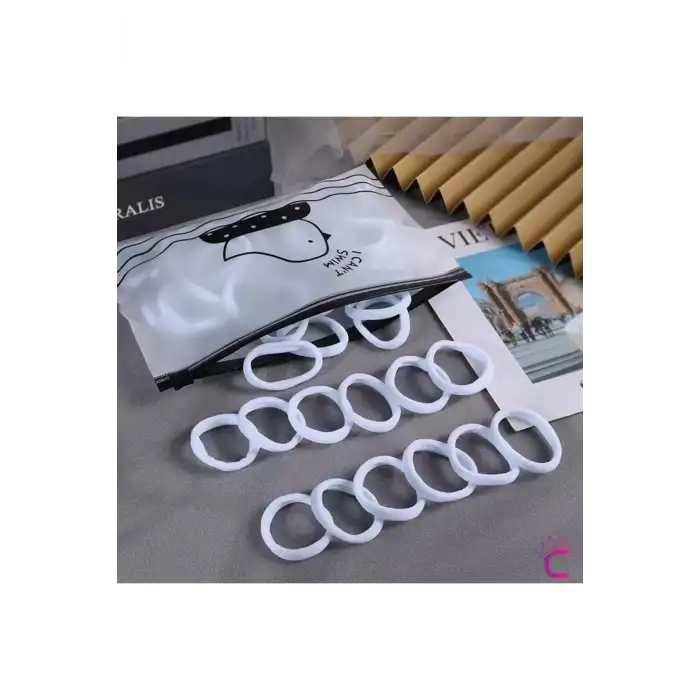 25li Günlük Dayanıklı Yumuşak Beyaz Kadın Lastik Toka 4.5cm - 23 Nisan 29 Ekim Bayramı Saç Tokası