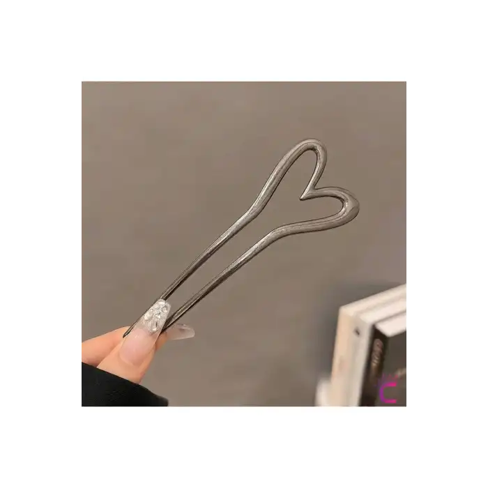 Antrasit Gri Kalpli Şık Kadın Metal Saç Topuz Tokası 13cm - Modern Topuz Çubuğu Metal Çubuk Toka