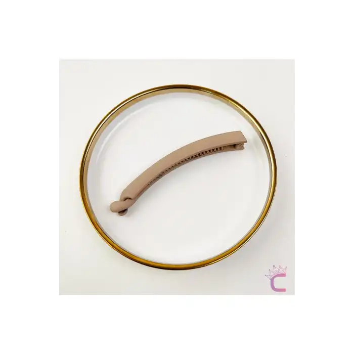 Bej Soft Mat Yüzeyli Klasik Minimal Kadın Muz Toka 11cm - Kıstırmalı Klipsli Saç Topuz Tokası