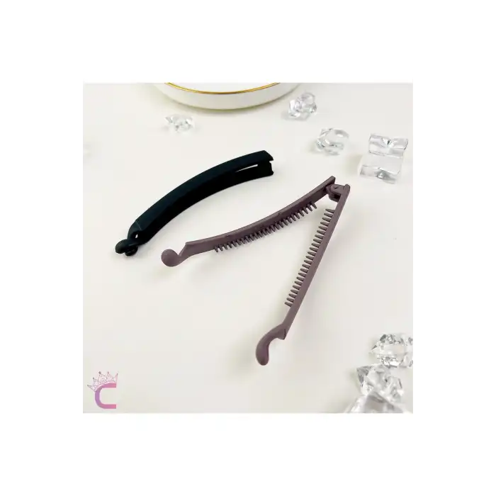 Bej Soft Mat Yüzeyli Klasik Minimal Kadın Muz Toka 11cm - Kıstırmalı Klipsli Saç Topuz Tokası