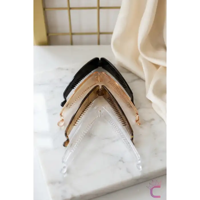 Siyah Renk Minimalist Muz Toka 12cm - Pratik At Kuyruğu Toplama Kıstırmalı Klipsli Saç Topuz Tokası