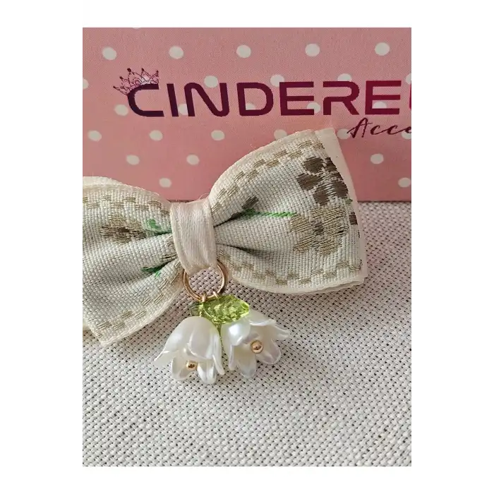 Vintage Sedefli İncili Müge Çiçeği Sallantılı Fiyonk Toka Seti 5.5cm - Bayram Doğum Günü Saç Tokası