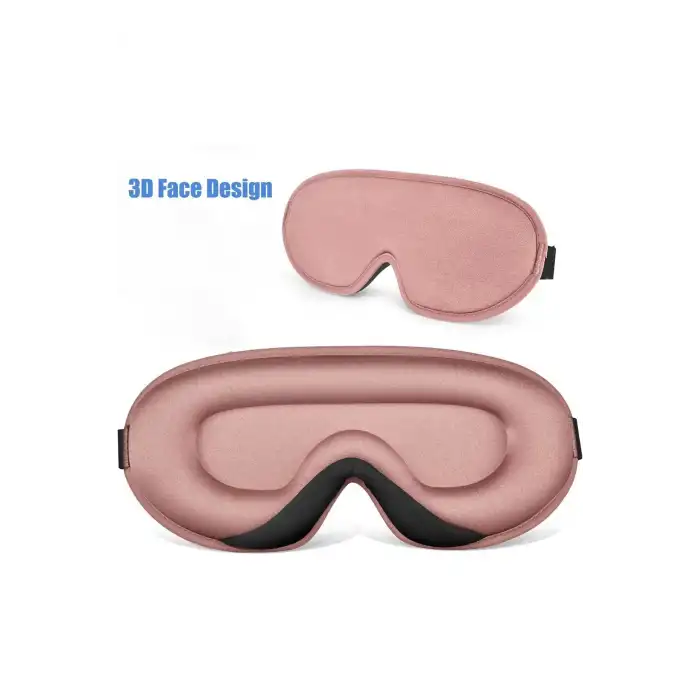 3D Face Design %100 Işık Geçirmez Uyku Maskesi Göz Bandı Pembe - Ayarlı Sıkmaz Yumuşak Baş Kayışı