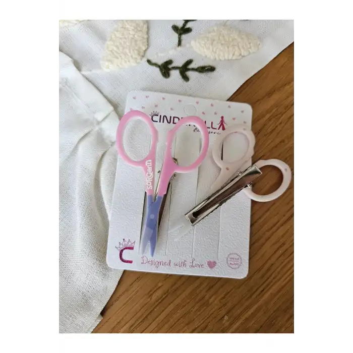 2li Soft Pembe Makas Tasarım Eğlenceli Pens Toka 8cm - Hediyelik Y2k Gotik Klipsli Yan Saç Tokası