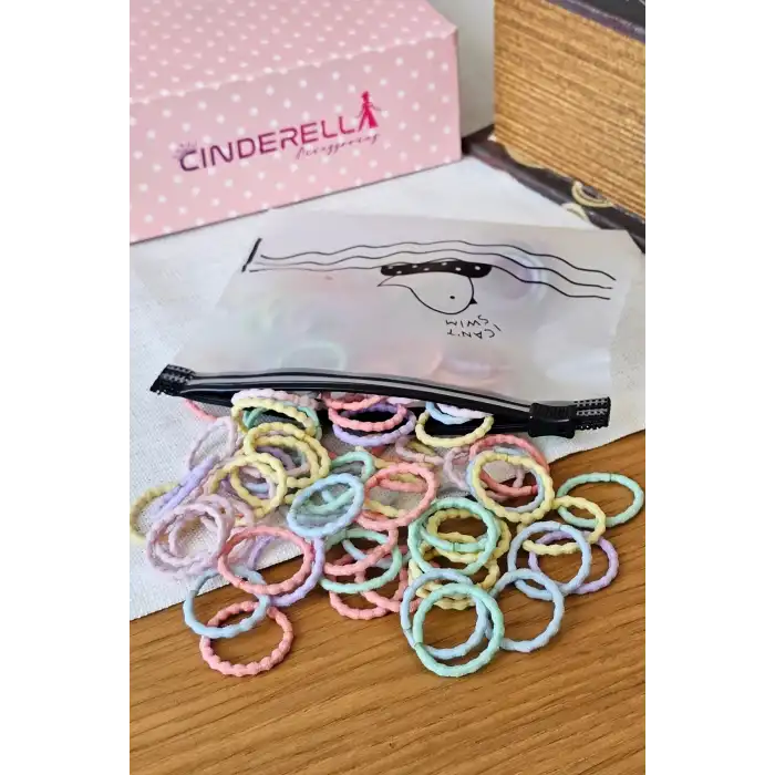 100lü Tırtıklı Pastel Soft Renkli Yumuşak Kız Bebek Lastik Toka Seti - Esnek Lastikli Saç Tokası