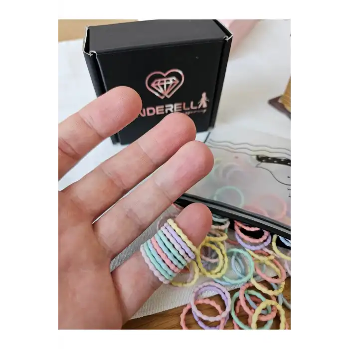 100lü Tırtıklı Pastel Soft Renkli Yumuşak Kız Bebek Lastik Toka Seti - Esnek Lastikli Saç Tokası