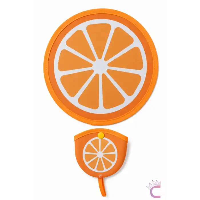 Portakal Desen Katlanabilir Yuvarlak Yelpaze Çıtçıt Çantalı Taşınabilir Mini Kore El Yelpazesi 20cm