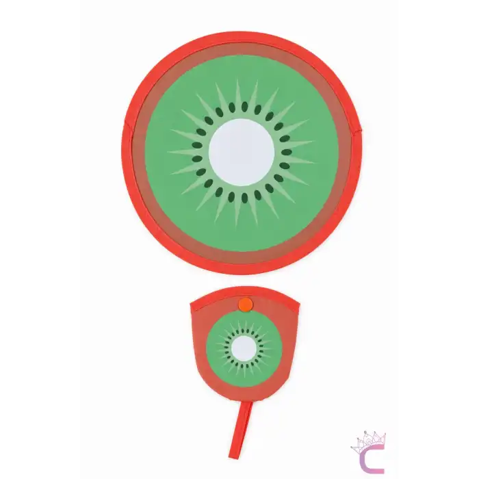 Kivi Meyve Desenli Katlanabilir Yuvarlak Yelpaze Çıtçıt Çantalı Taşınabilir Mini Kore Yelpazesi 20cm