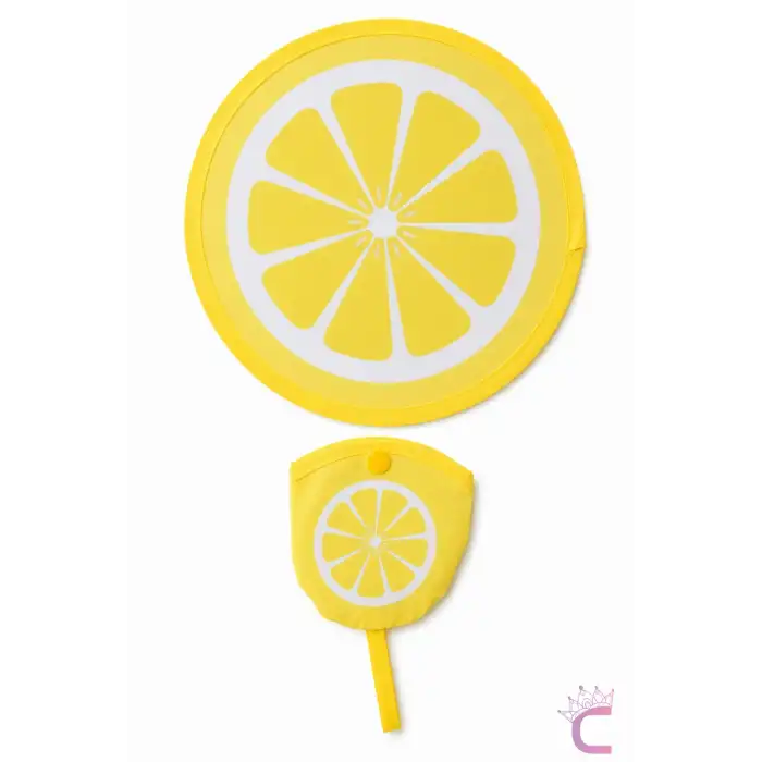Limon Desenli Katlanabilir Yuvarlak Yelpaze Çıtçıt Çantalı Taşınabilir Mini Kore El Yelpazesi 20cm