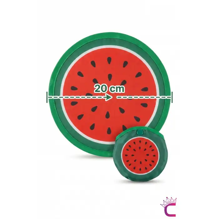 Limon Desenli Katlanabilir Yuvarlak Yelpaze Çıtçıt Çantalı Taşınabilir Mini Kore El Yelpazesi 20cm