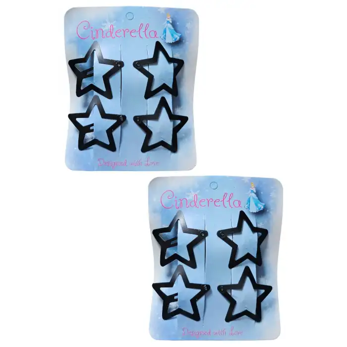 8li Siyah Yıldız Çıt Çıt Toka - Y2k Star Yıldız Çıtçıtlı Toka