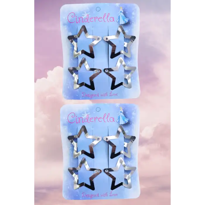 8li Yıldız Çıt Çıt Toka Gümüş - Yıldızlı Çıtçıt Toka Metal - Y2k Star Yıldız Çıtçıtlı Toka