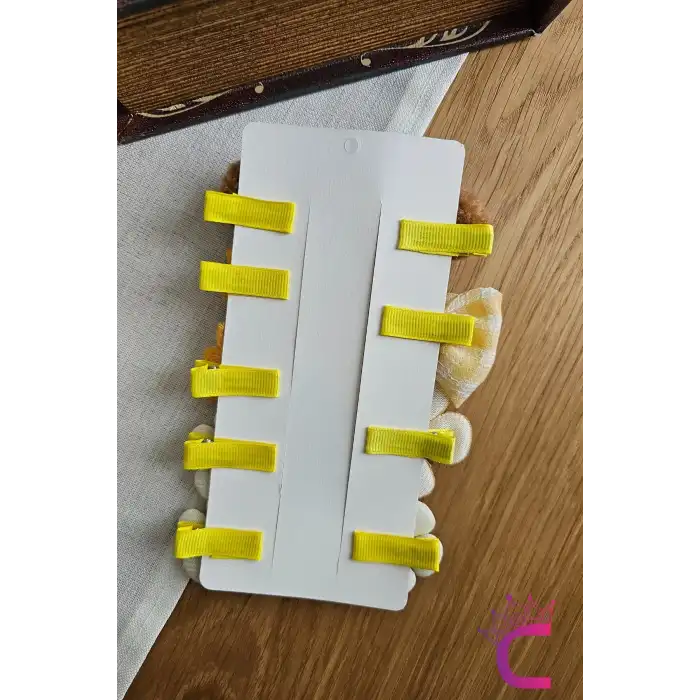 9lu Kahverengi Tavşanlı Astarlı Kız Bebek Pens Toka Seti - Fiyonklu Çiçekli Kız Çocuk Saç Tokası