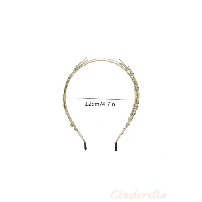 Avrupa Stil Barok Yapraklı Model Kadın Tacı Gold - Zarif ve Şık Taç Saç Bandı Aksesuarı