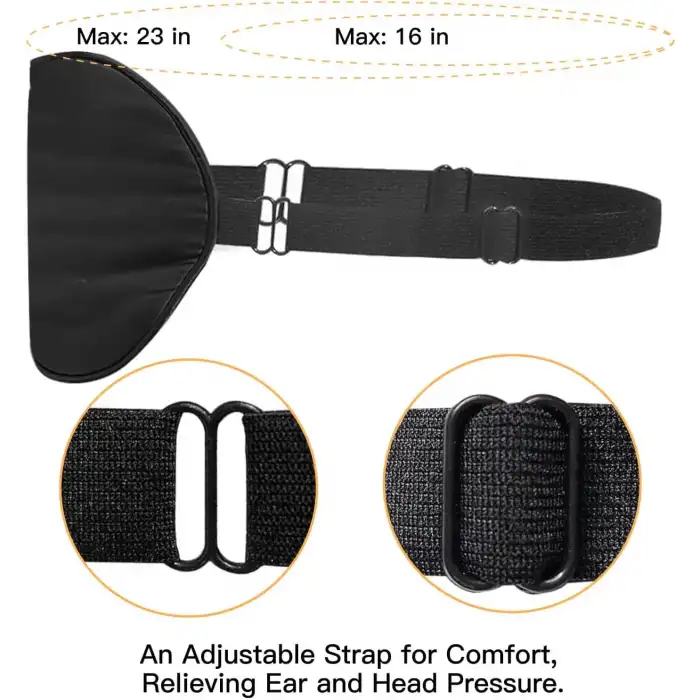 Ayarlanabilir Kayışlı %100 Dut İpek Uyku Maskesi Siyah - Yan Yatanlar için Rahat Uyku Göz Band