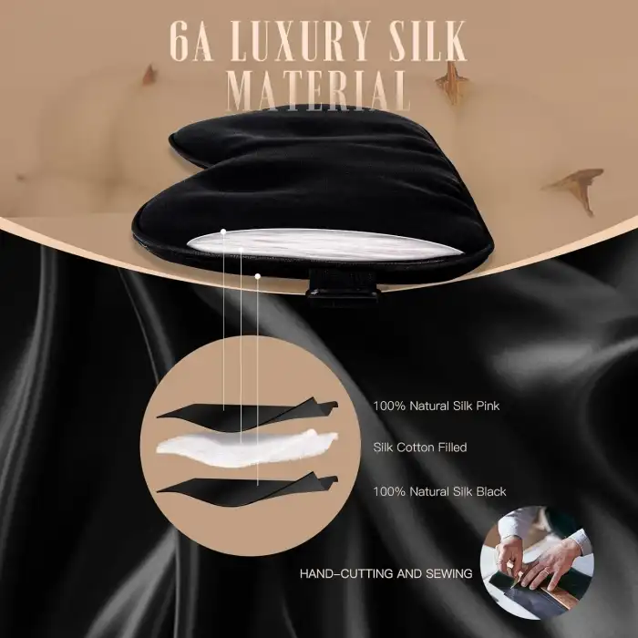 Ayarlanabilir Kayışlı %100 Dut İpek Uyku Maskesi Siyah - Yan Yatanlar için Rahat Uyku Göz Band