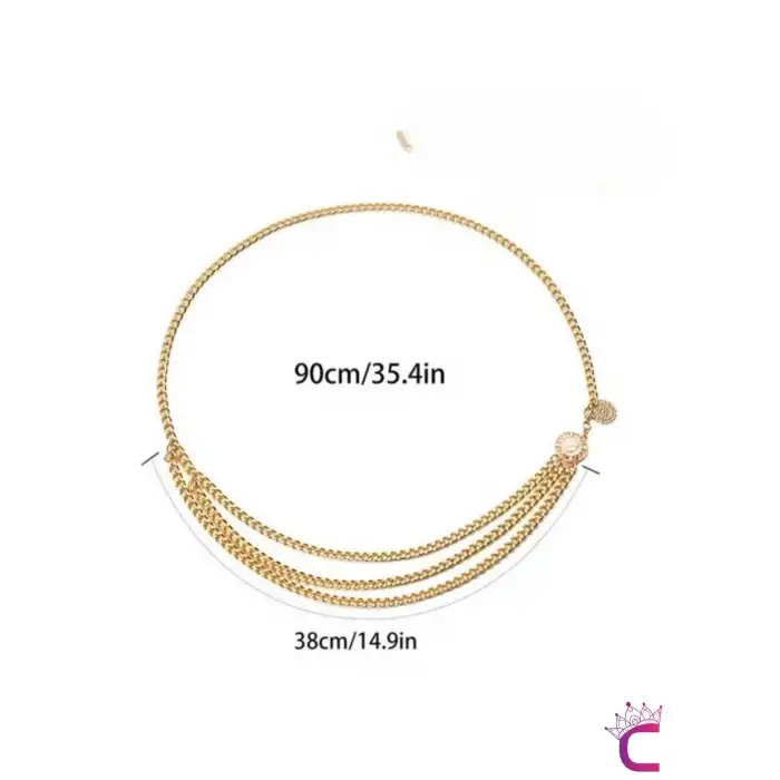 Ayçiçekli İconlu Gold Bel Zinciri - Ayarlanabilir Vücut Elbise Bel Kolyesi Kemeri Göbek Takısı