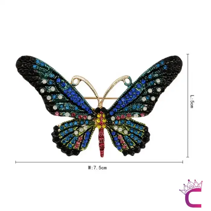 Butterfly Tasarım Renkli Rhinestone Taşlı Kadın Kelebekli Broş - Hediyelik Elbise Ceket Yaka İğnesi