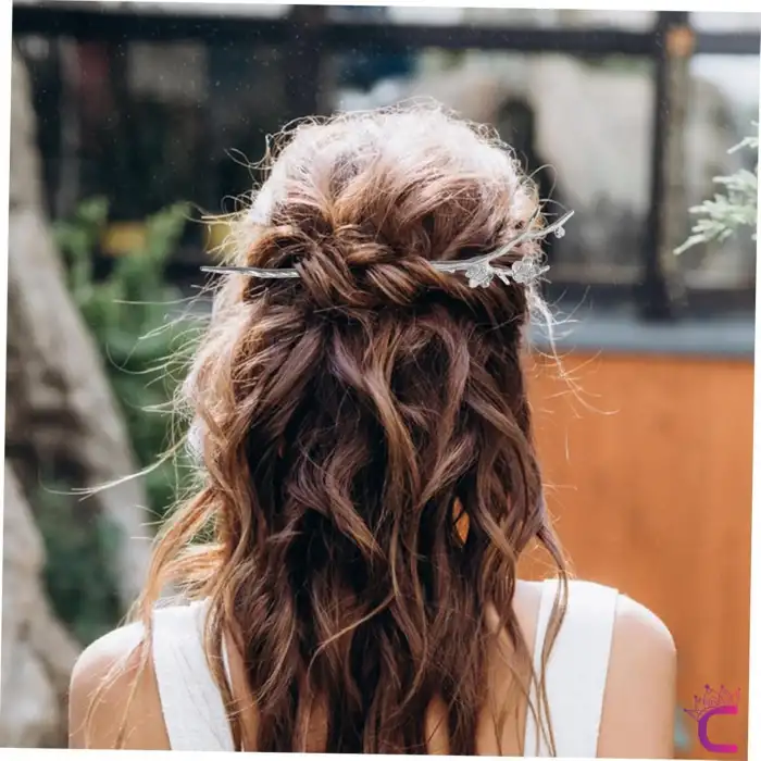 Dal Tasarım Çiçekli Japon Topuz Tokası 18cm Gümüş Renk - Vintage Kadın Metal Saç Çubuk Topuz Tokası