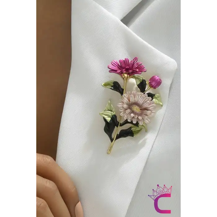 Dekoratif Kore Tarzı Çiçekli Kadın Broş Arkadaşa İş Hediyesi Hediyelik Elbise Ceket Yaka İğnesi Broş