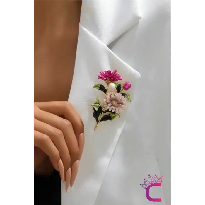 Dekoratif Kore Tarzı Çiçekli Kadın Broş Arkadaşa İş Hediyesi Hediyelik Elbise Ceket Yaka İğnesi Broş