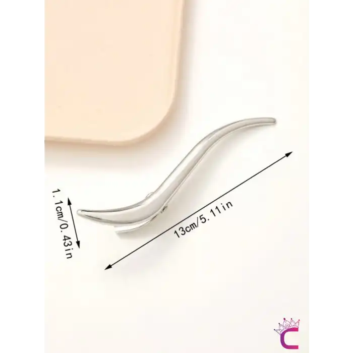 Dekoratif S Tasarım Büyük Boy Pens Saç Tokası Gümüş Metal 13cm - Kadın Klipsli Yan Toka Topuz Tokası