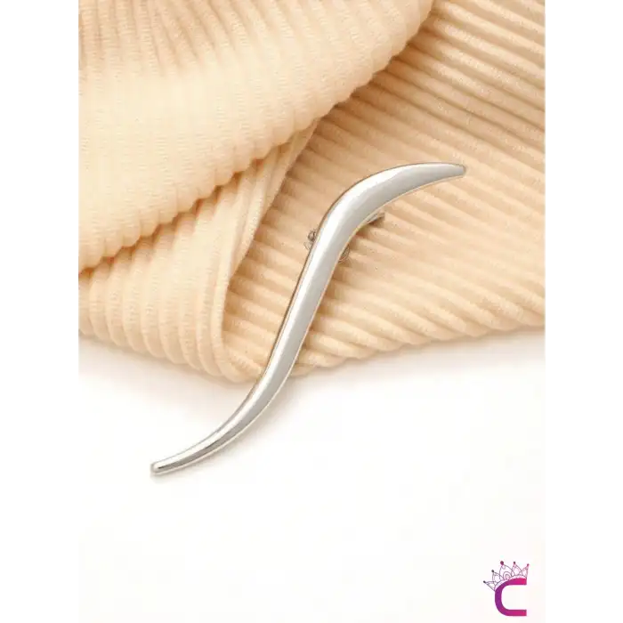 Dekoratif S Tasarım Büyük Boy Pens Saç Tokası Gümüş Metal 13cm - Kadın Klipsli Yan Toka Topuz Tokası