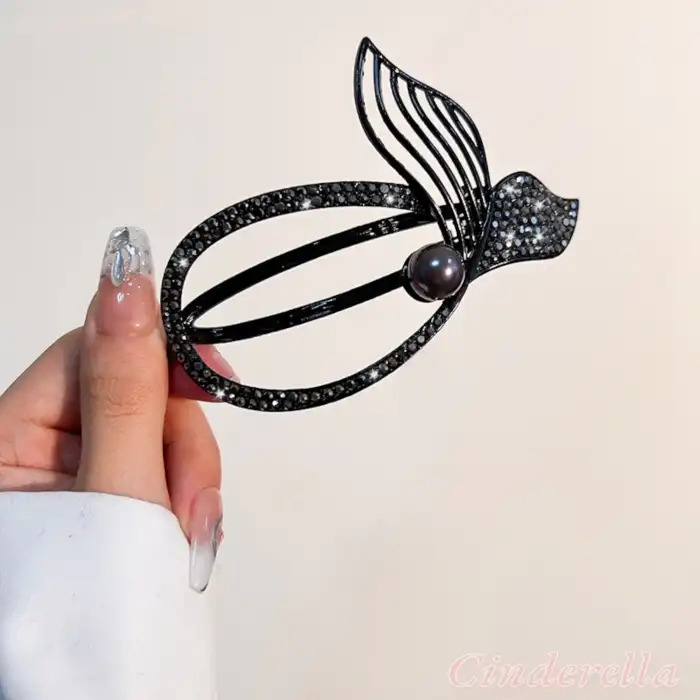 Denizkızı Kuyruğu Model Metal Klipsli Topuz Tokası Siyah - Trend Kadın Kıstırmalı Saç Tokası