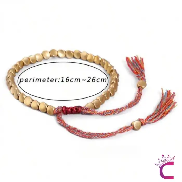 El Yapımı Örgülü Vintage Erkek Bakır Boncuk Bileklik - Ayarlanabilir İpli Halatlı Şans Bilekliği