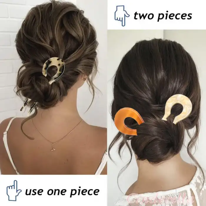 France-Handmade Amber Gradient Vintage Topuz Tokası - Yeni Trend Moda Lüks Çubuk Saç Topuz Tokası