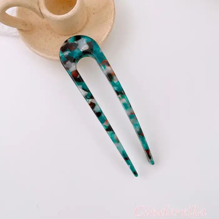 France Style Lüks Asetat Kemik Topuz Tokası Model-4 - Yeni Sezon Çubuk Saç Çubuğu Tokası