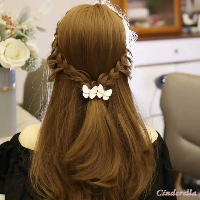 Fransız Sedef Kelebek Tasarım Kristal Taşlı Otomatik Klipsli Toka - Kadın Trend Saç Topuz Tokası